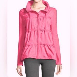 🆕Neon Buddha pink Sassy Ruffle zip front sweatshirt. 💕
